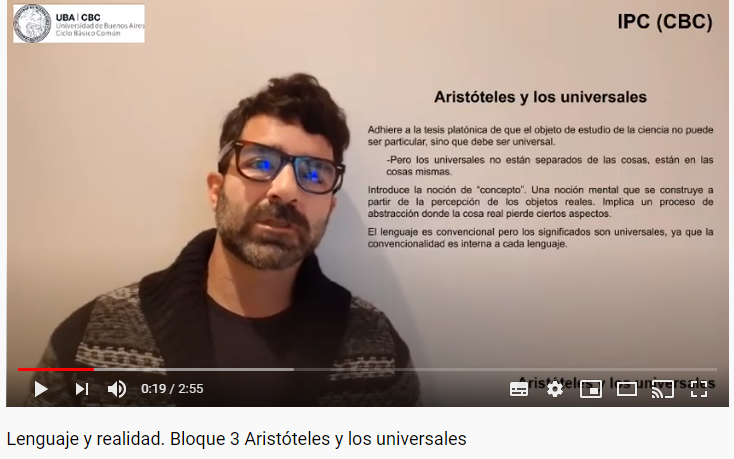 Lenguaje y realidad. Bloque 3. Aristóteles y los universales.