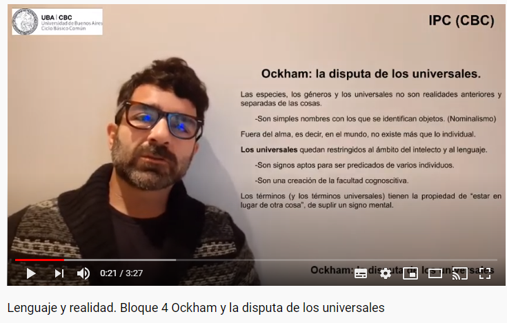 Lenguaje y realidad. Bloque 4. Ockham y la disputa de los universales.